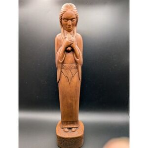 FRANKOMA Pottery Willard Stone 101 Rubbed Bisque Native American Maiden w Rabbit